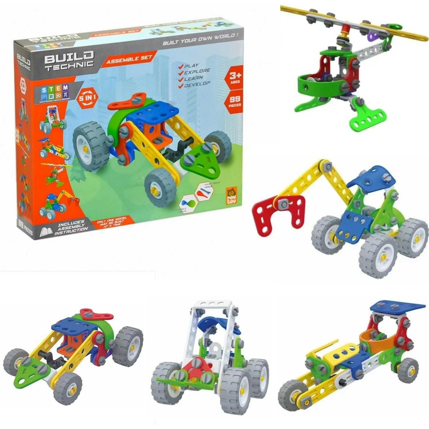 5 in 1 Build Technic Set, 99 Parça STEM Blok Yapı Seti