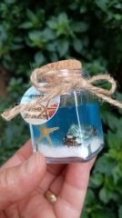 100  Adet Cam Şişede Deniz Kabuk lu Deniz Yıldızlı Jel Mum Nişan Kına Nikah Şekeri