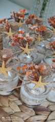 Etiketli Deniz Yıldızlı 50 cc Mantar Kapaklı Çiçekli Cam Şişe Jel Mum
