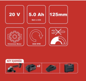 Attlas Pro Atbl 18 AG-502C Akülü Taşlama Kömürsüz 20V 5 Amper