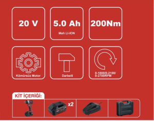 Attlas Pro Atbl 18ID 502C Akülü Darbeli Vidalama
