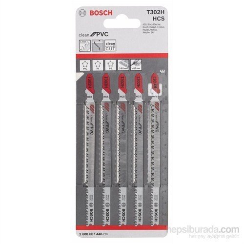 Bosch - Temiz Kesim Serisi Pvc İçin T 302 H Dekupaj Testeresi Bıçağı - 5'Li Paket