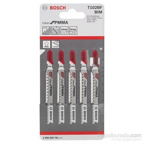 Bosch - Temiz Kesim Serisi Akrilik Cam İçin T 102 Bf Dekupaj Testeresi Bıçağı - 5'Li Paket