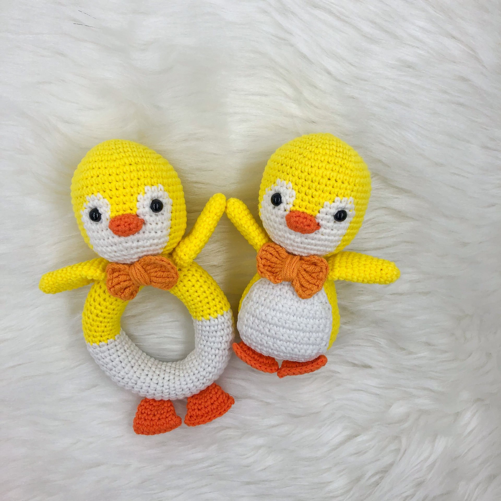 Amigurumi Penguen Çıngırak ve Oyuncak Seti (Sarı)