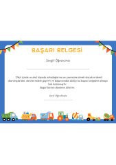 A4 Boyutunda Öğrenci Başarı Belgesi - Anaokul Başarı Belgesi - İlkokul Başarı Belgesi (Model 6)