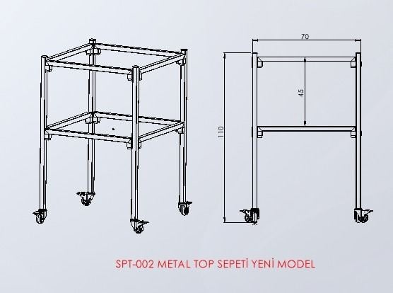 METAL TOP SEPETİ YENİ MODEL KIRMIZI