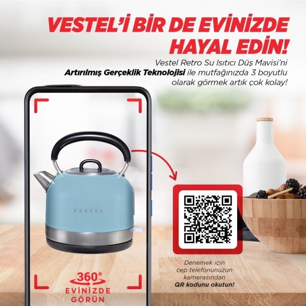 Vestel Retro Su Isıtıcı Düş Mavisi