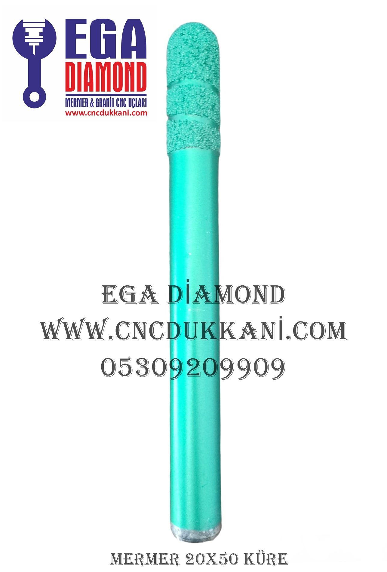 20X50 KÜRE MERMER CNC UCU 20 CM TOPLAM BOY ( YEŞİL SERİ )