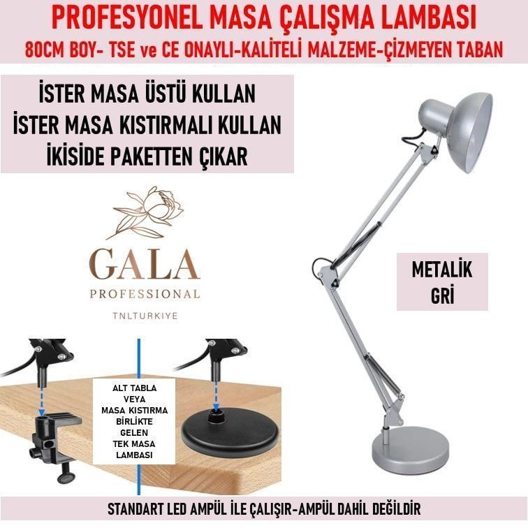 GALA MASA LAMBASI GRİ 80 CM