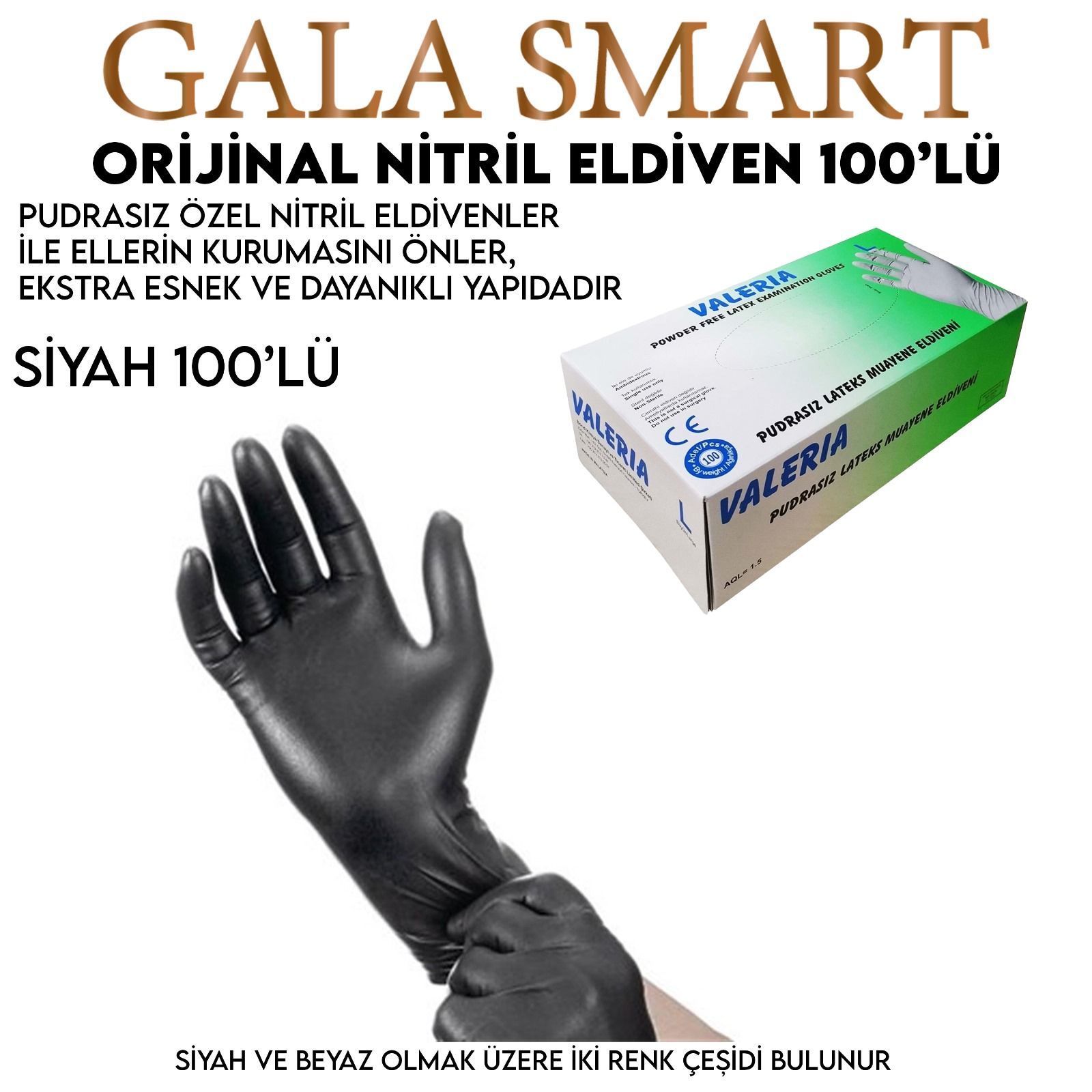 NİTRİL ELDİVEN 100 LÜ PAKET - SİYAH RENK - M BEDEN