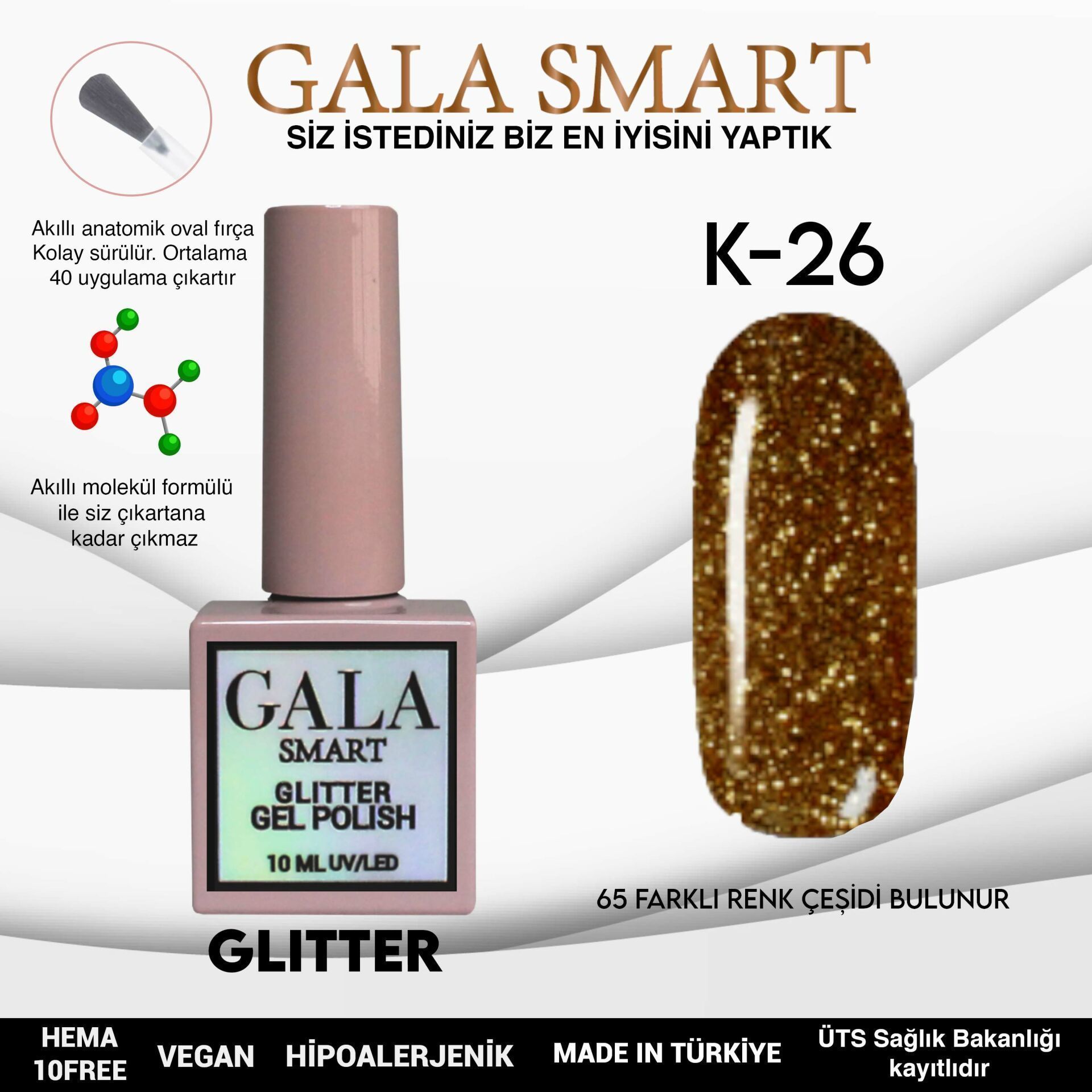 GALA SMART GLITTER KALICI OJE 10 mle K26