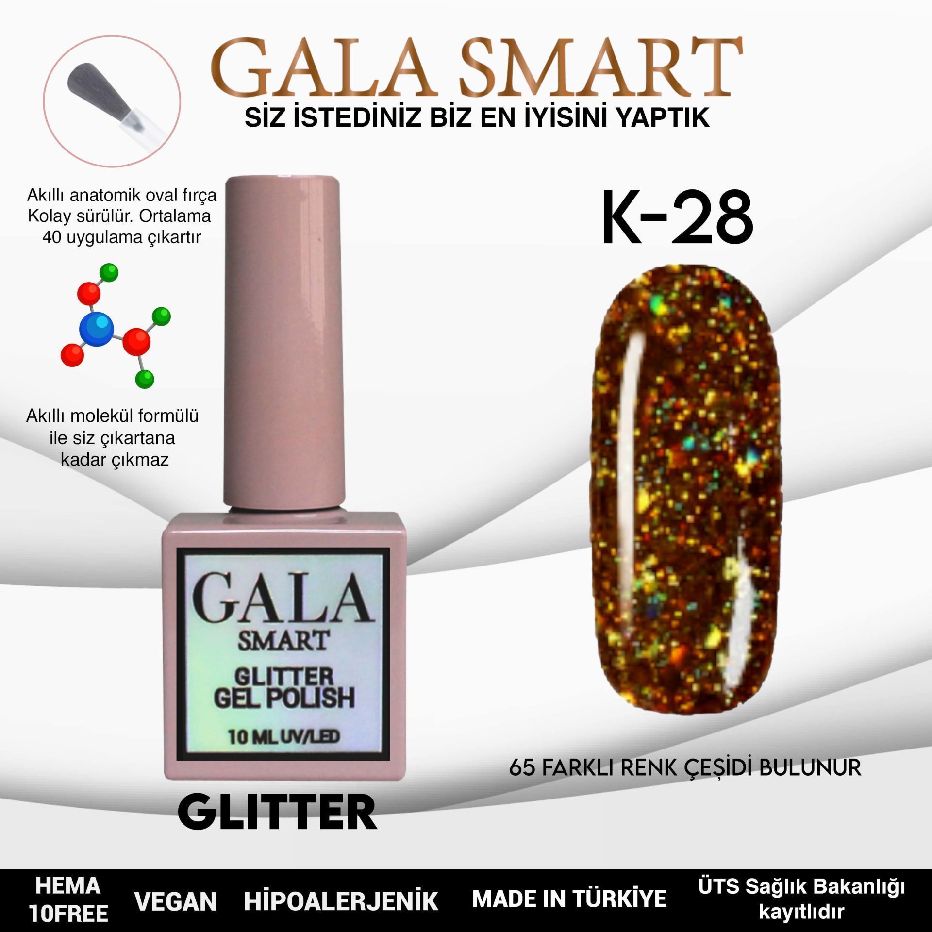 GALA SMART GLITTER KALICI OJE 10 mle K28