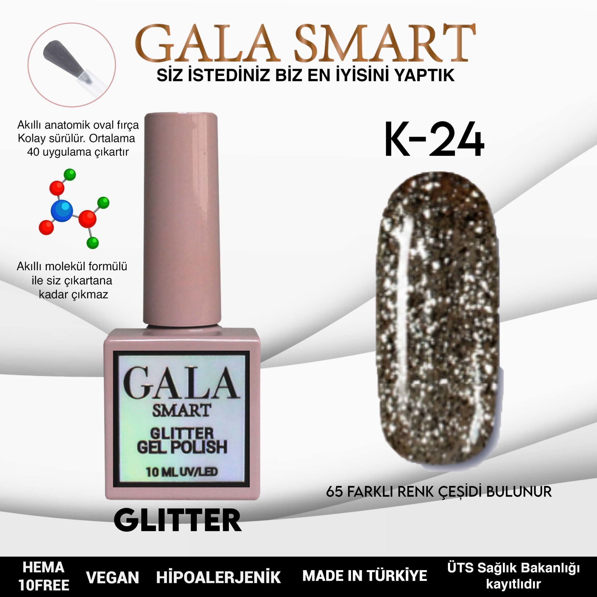 GALA SMART GLITTER KALICI OJE 10 mle K24