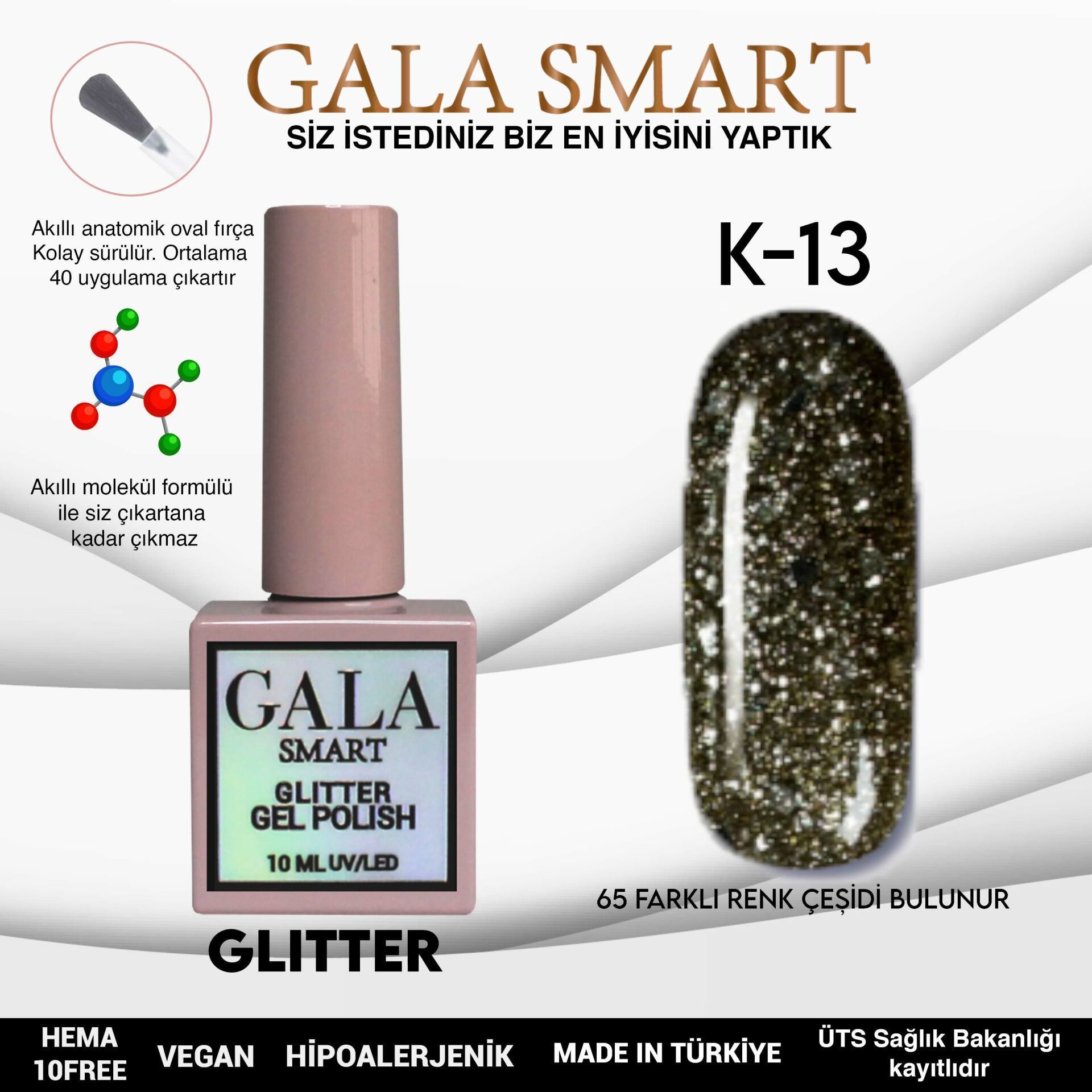 GALA SMART GLİTTER KALICI OJE 10 ml K-13