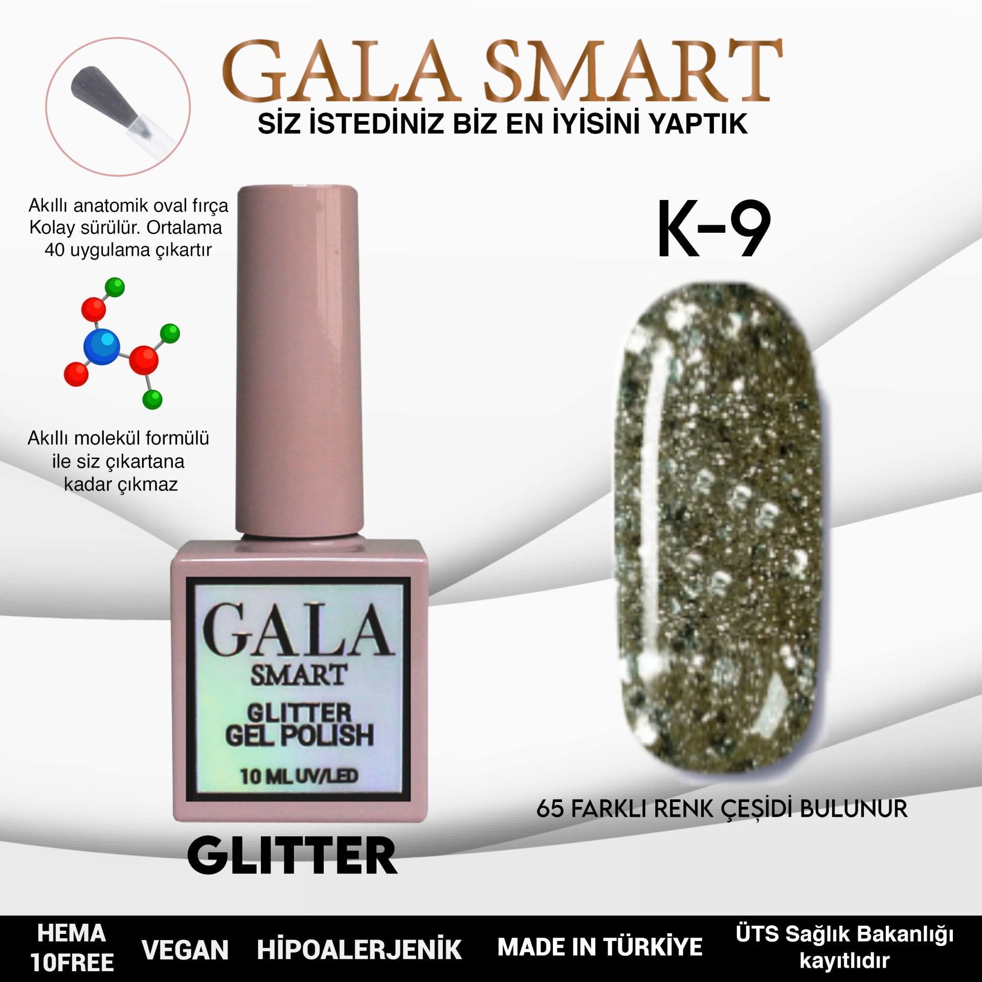 GALA SMART GLİTTER KALICI OJE 10 ml K-09