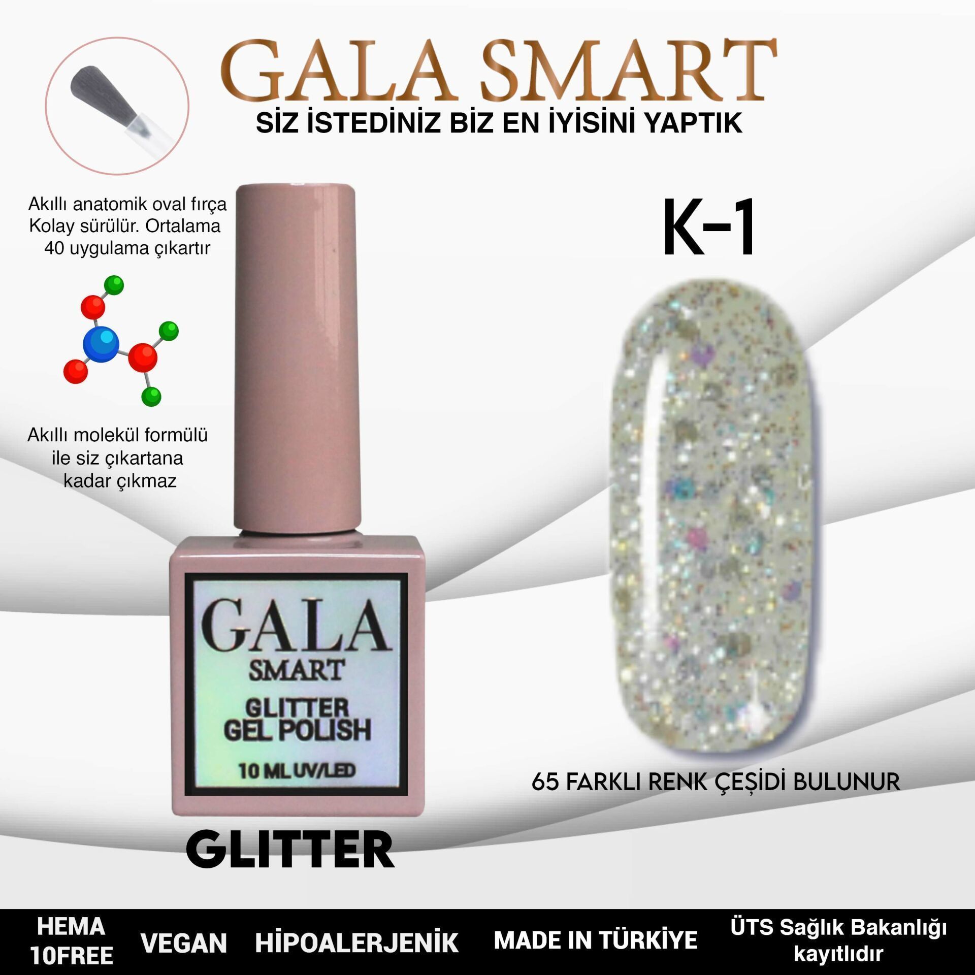 GALA SMART GLİTTER KALICI OJE 10 ml K-01