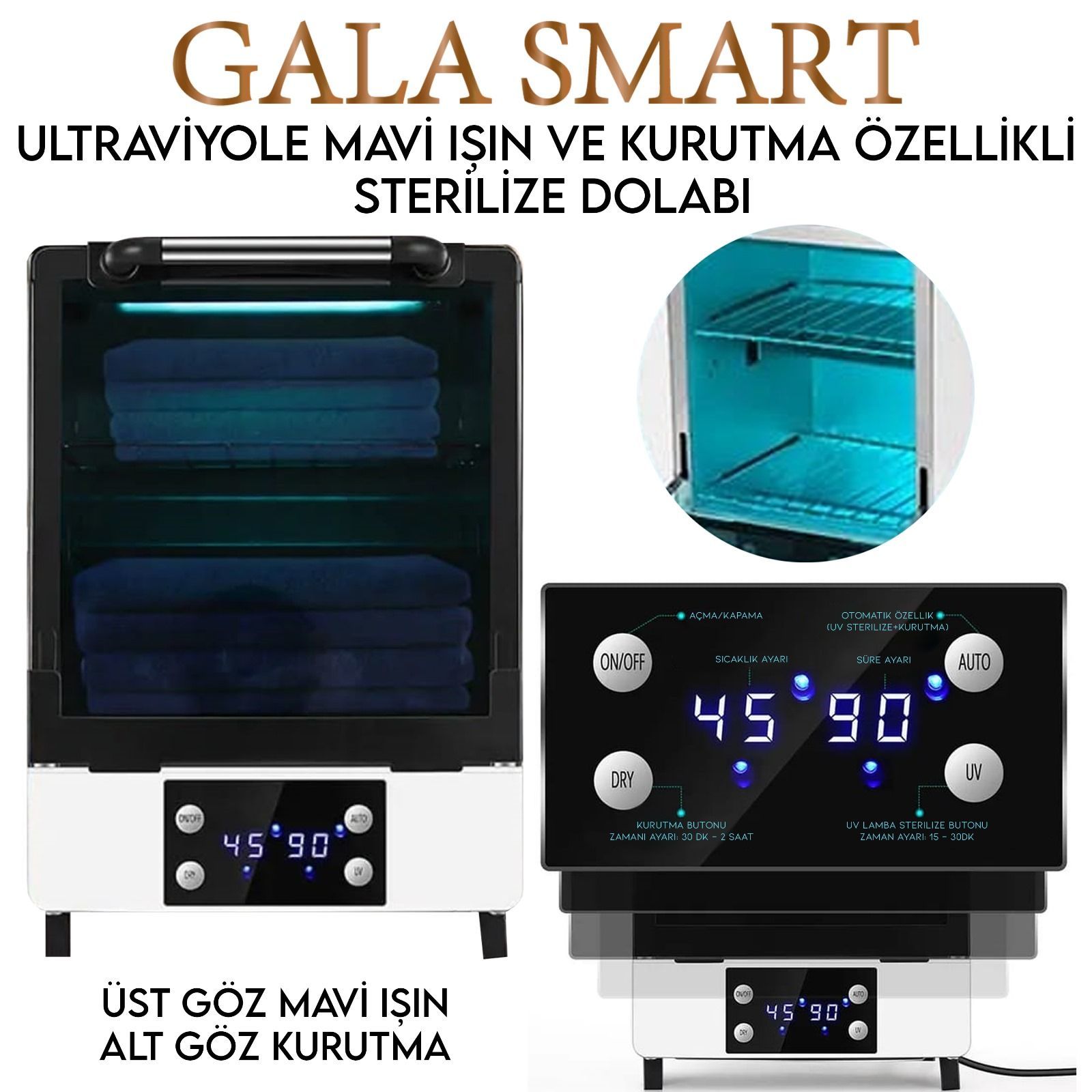 STERİLİZE DOLABI - ULTRAVİYOLE MAVİ IŞIN VE KURUTMA ÖZELLİKLİ