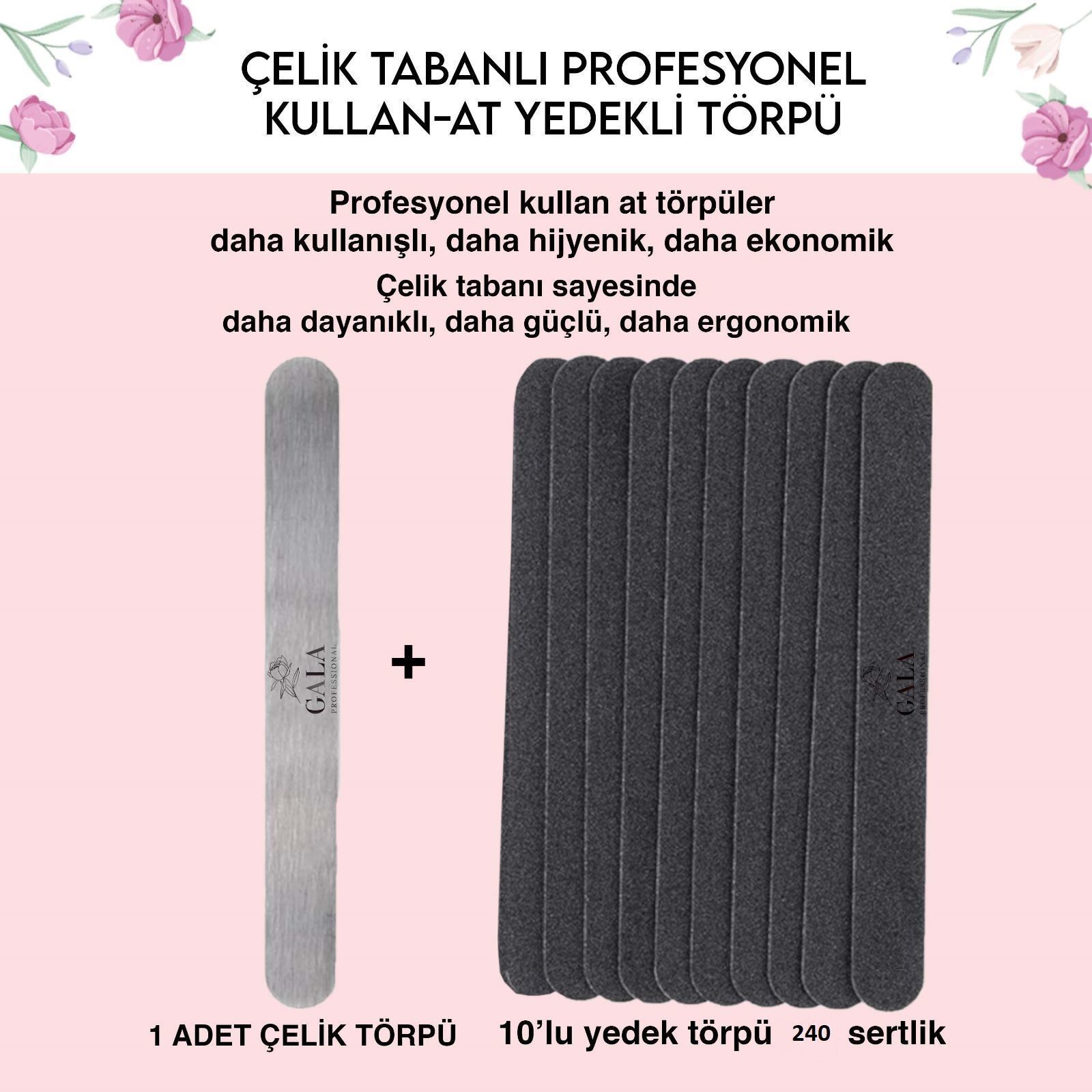 DÜZ ÇELİK TABAN + 10 LU YEDEK (240 SERTLİK)