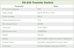 Karavan Transfer Switch 220v Otomatik Şebeke Ayırıcı