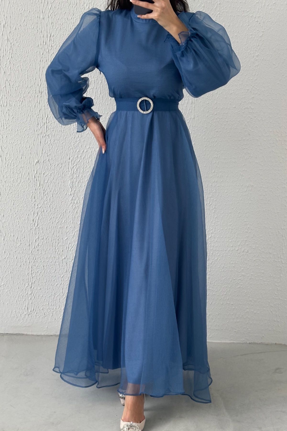 Dalya Basic Hijab Evening Dress Indigo