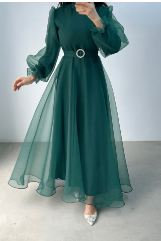 Dalya Elegant Basic Emerald Hijab Evening Dress - Perfect for Special Occasions