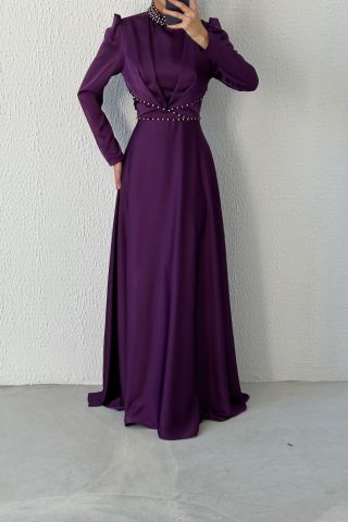 Emirati Style Embroidered Gown In Abaya Fit With Matching Hijab