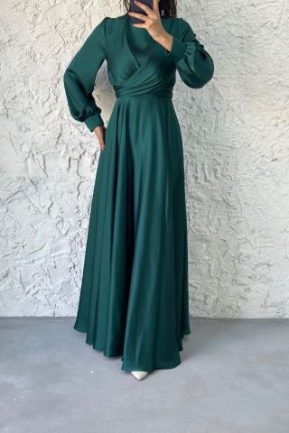 Dark green 2024 silk gown