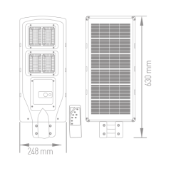 ACK 6500K 120W Solar Led Sokak Armatürü AT42-09131