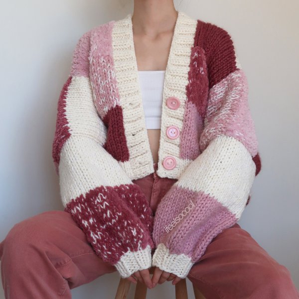 Soft Pink Patchwork Cardigan