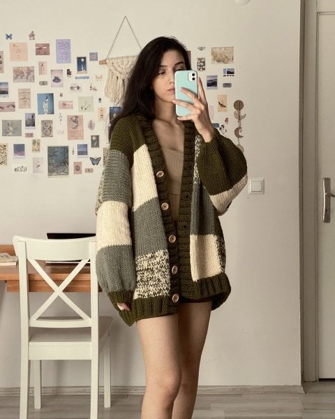 Thinner Ivy Leaves Patchwork Cardigan