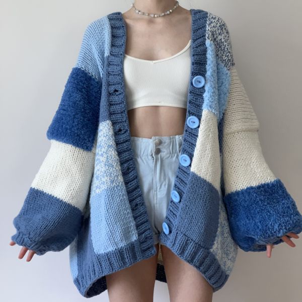 Thinner Forget Me Not Patchwork Cardigan