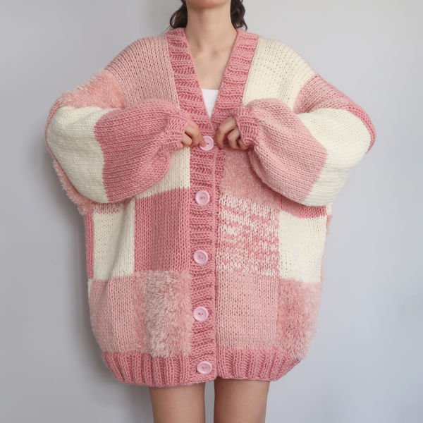 Thinner Pink Patchwork Cardigan