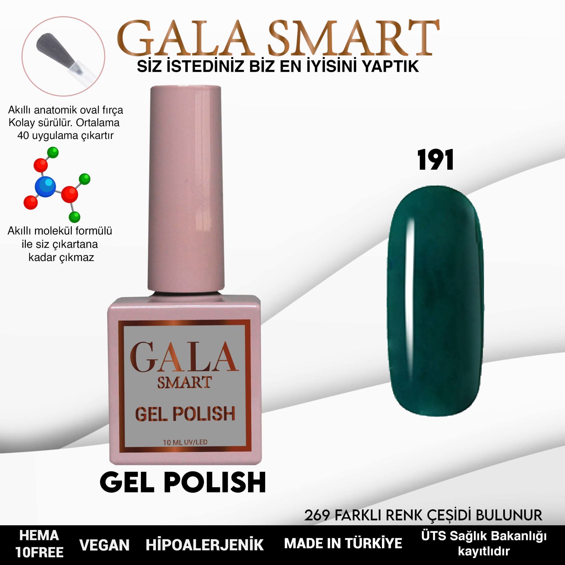 No: 191 Gala Smart Classic Seri Kalıcı Oje 10 ml