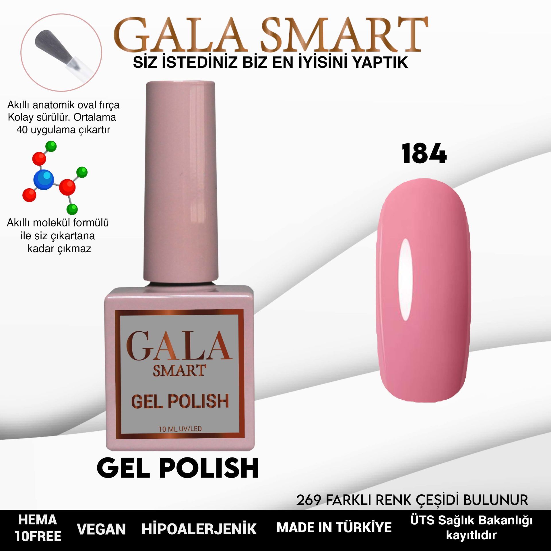 No: 184 Gala Smart Classic Seri Kalıcı Oje 10 ml