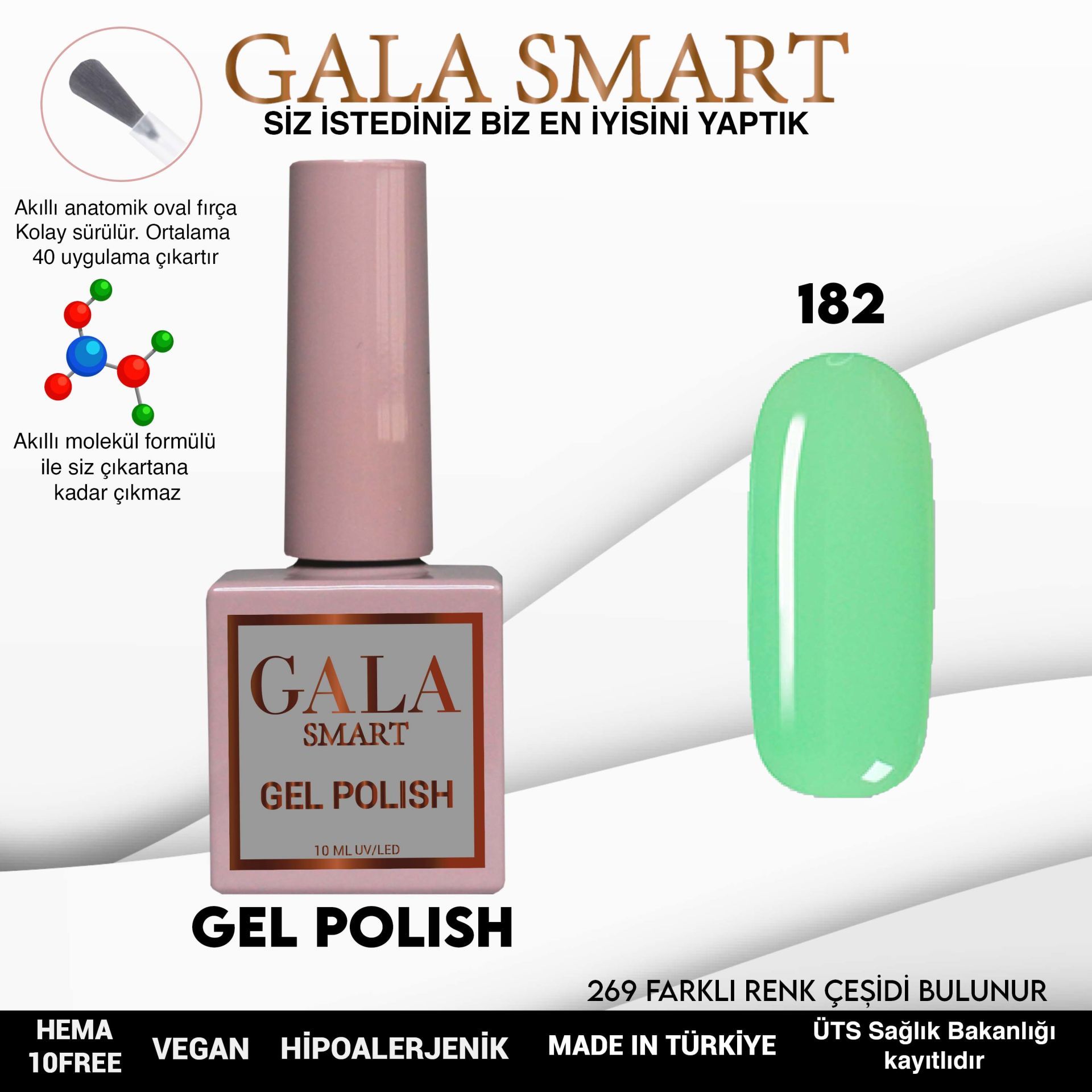 No: 182 Gala Smart Classic Seri Kalıcı Oje 10 ml