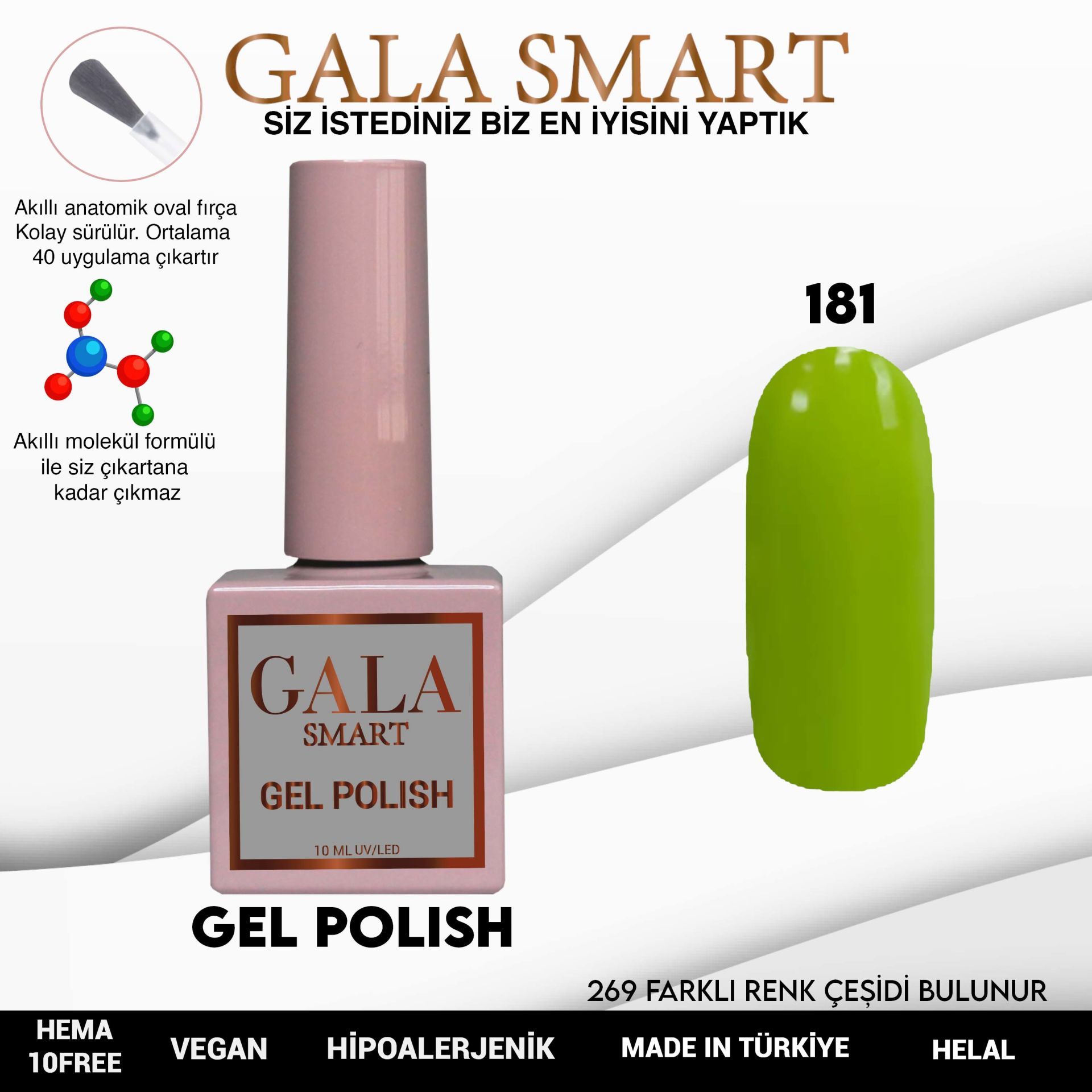No: 181 Gala Smart Classic Seri Kalıcı Oje 10 ml