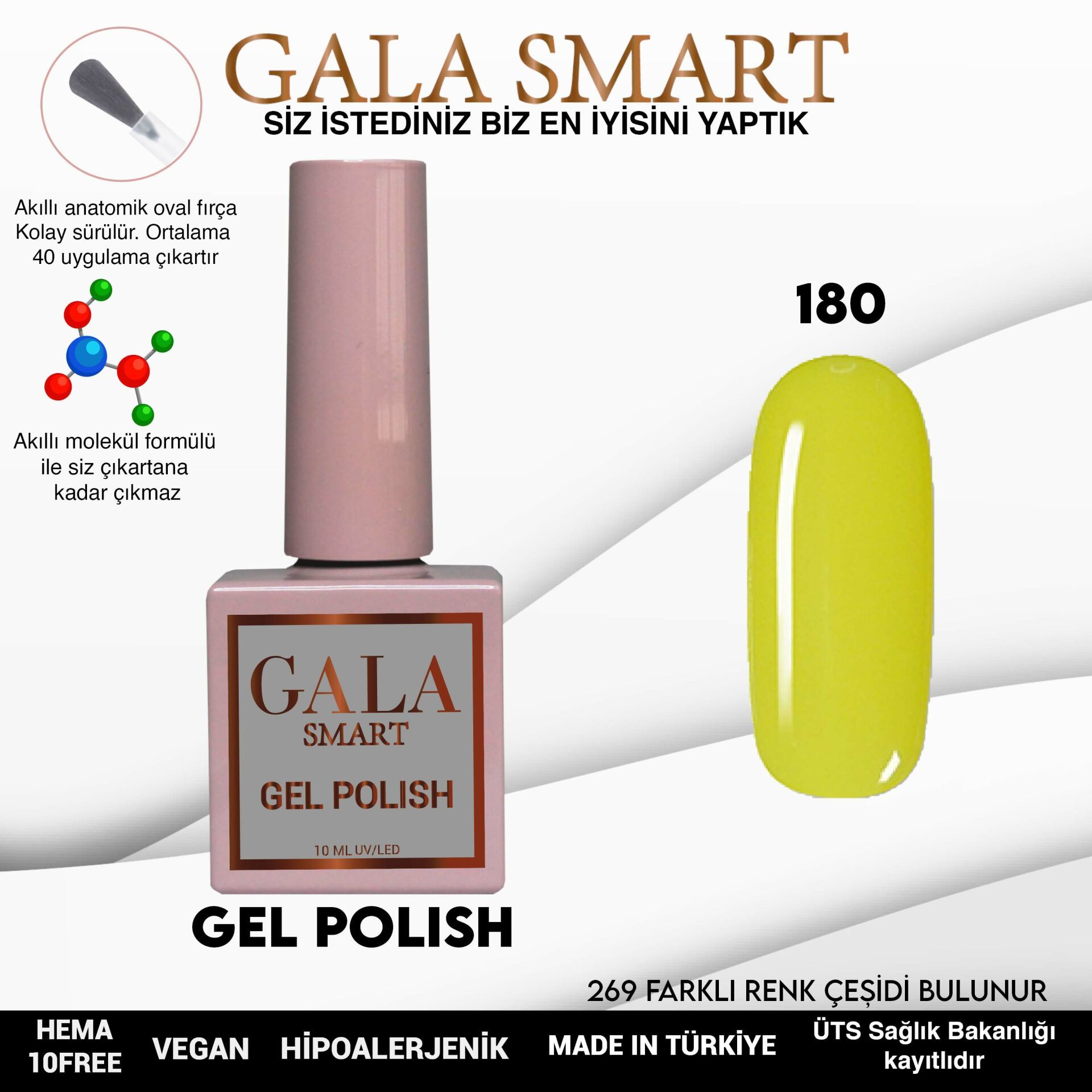 No: 180 Gala Smart Classic Seri Kalıcı Oje 10 ml