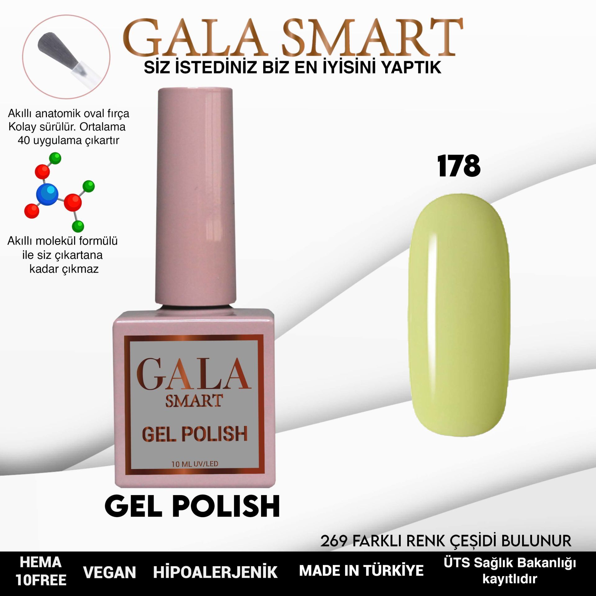 No: 178 Gala Smart Classic Seri Kalıcı Oje 10 ml