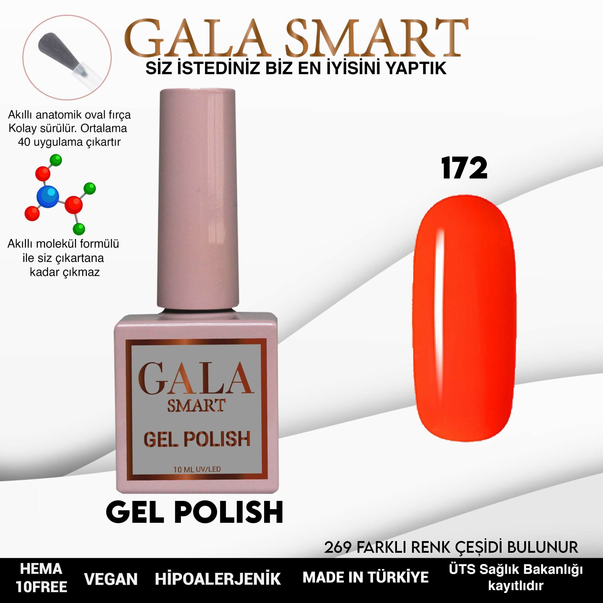 No: 172 Gala Smart Classic Seri Kalıcı Oje 10 ml