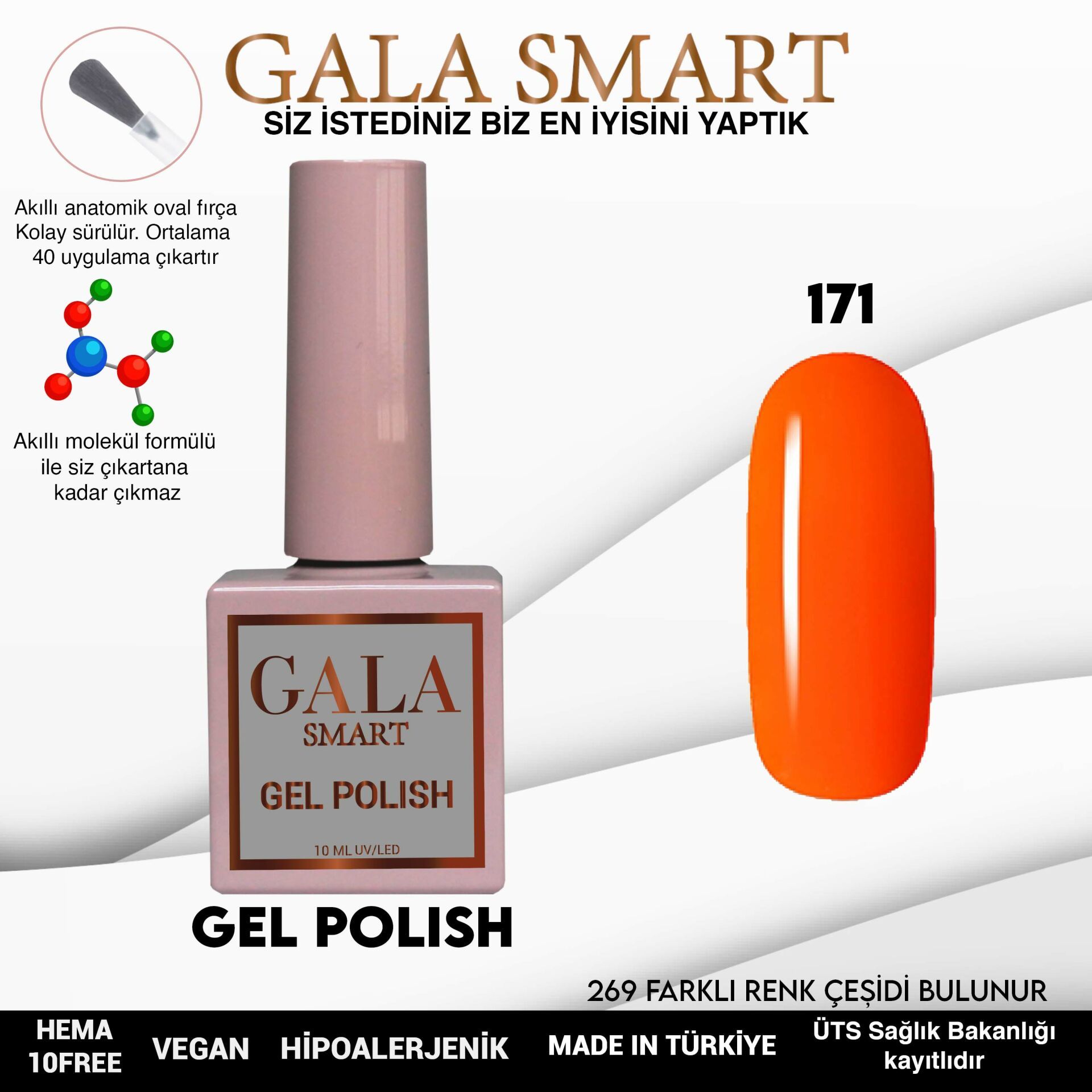 No: 171 Gala Smart Classic Seri Kalıcı Oje 10 ml