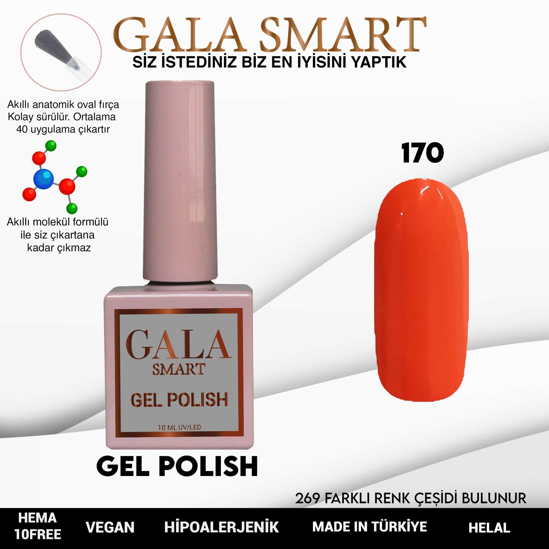 No: 170 Gala Smart Classic Seri Kalıcı Oje 10 ml