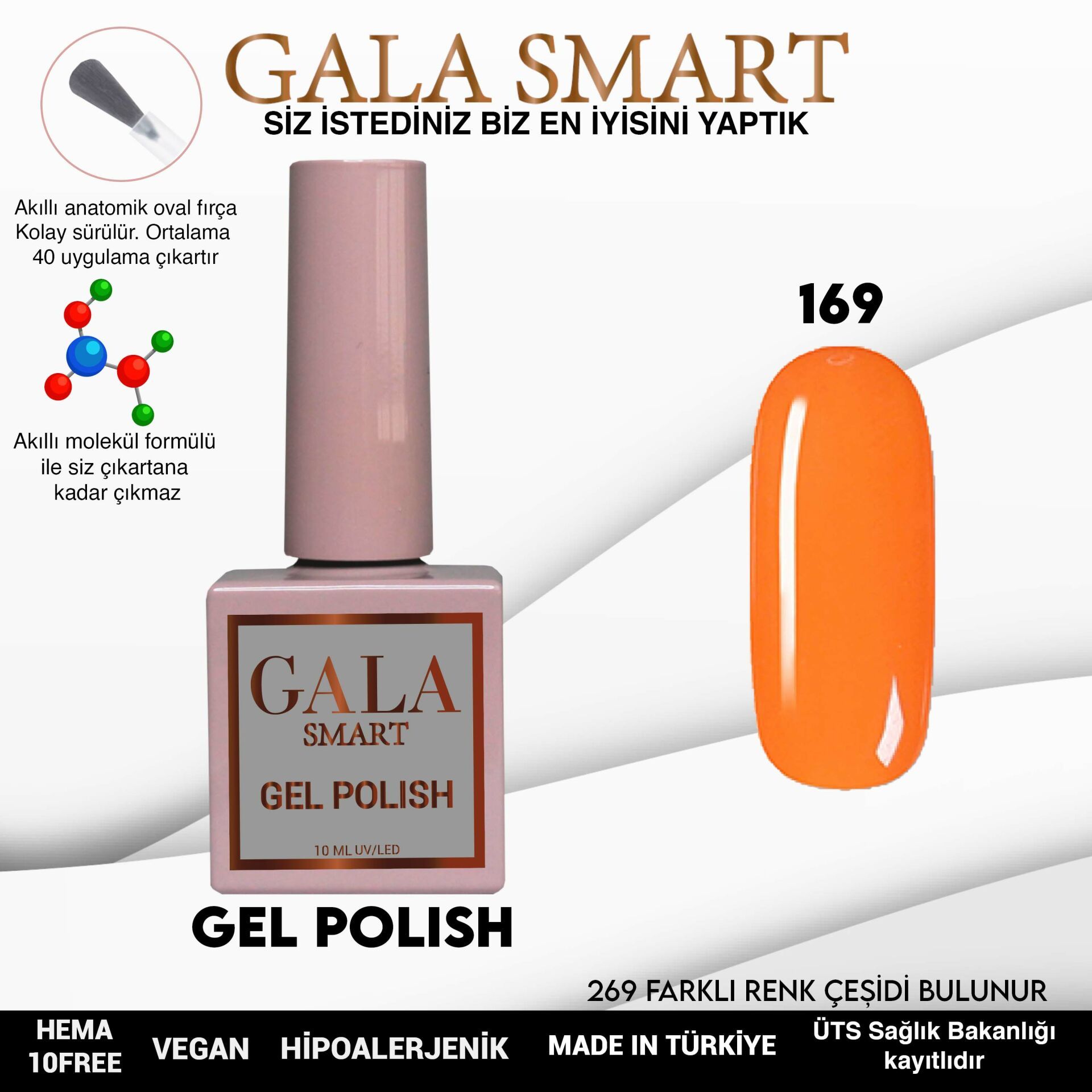 No: 169 Gala Smart Classic Seri Kalıcı Oje 10 ml