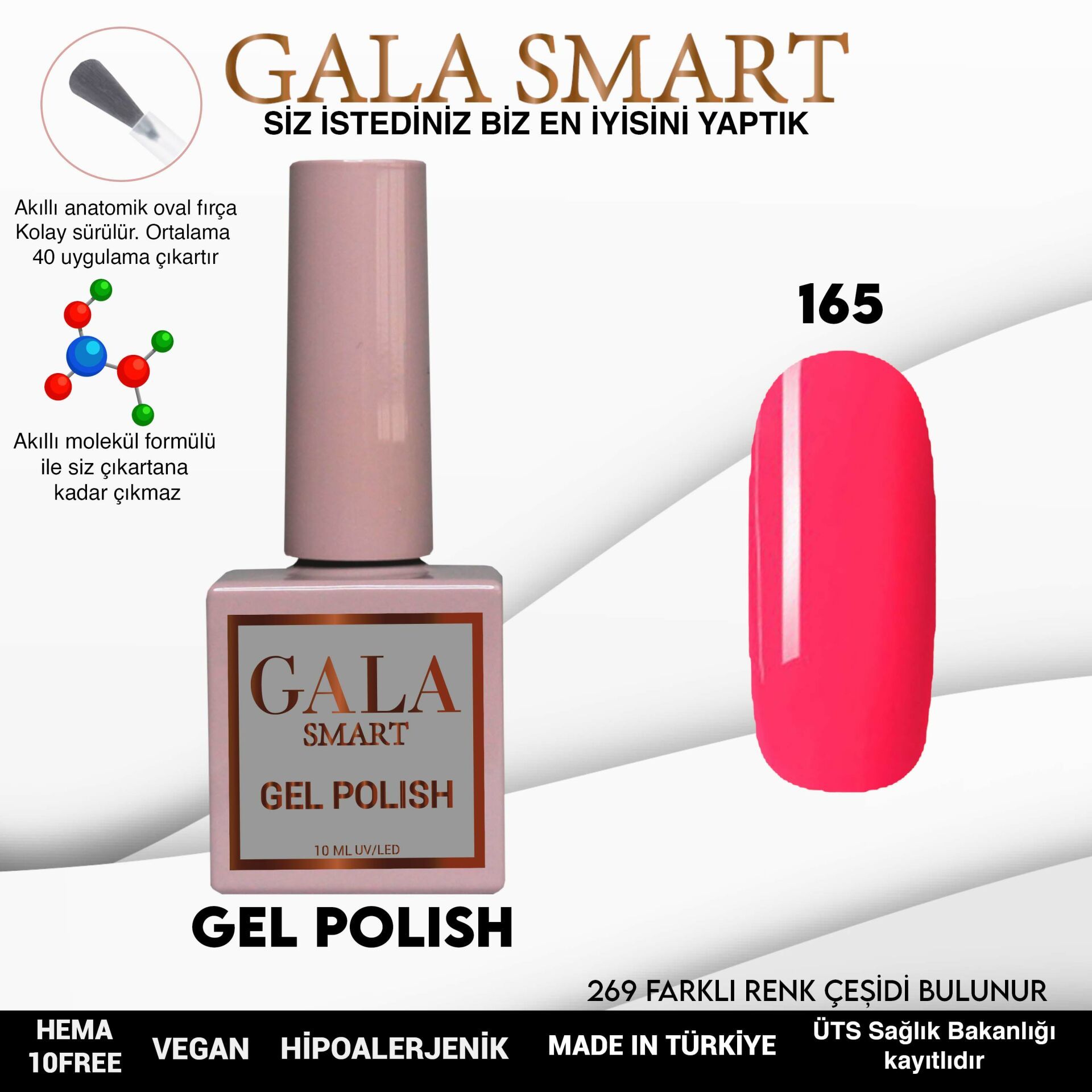 No: 165 Gala Smart Classic Seri Kalıcı Oje 10 ml