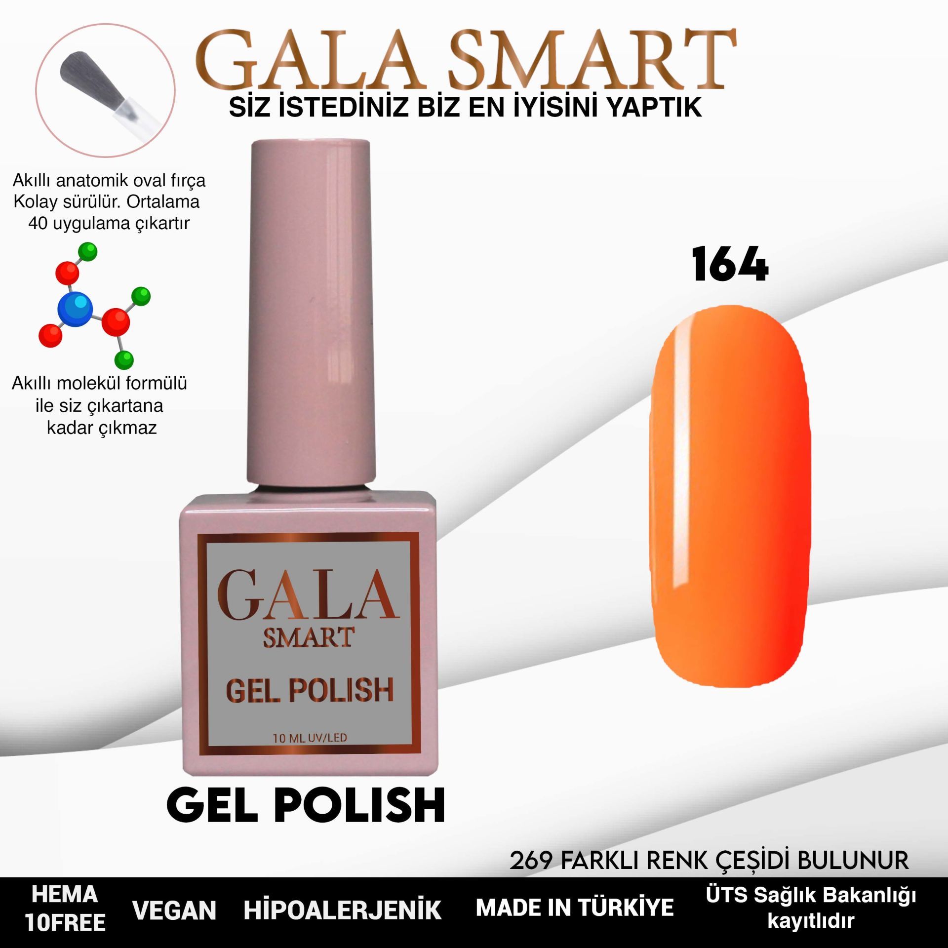 No: 164 Gala Smart Classic Seri Kalıcı Oje 10 ml