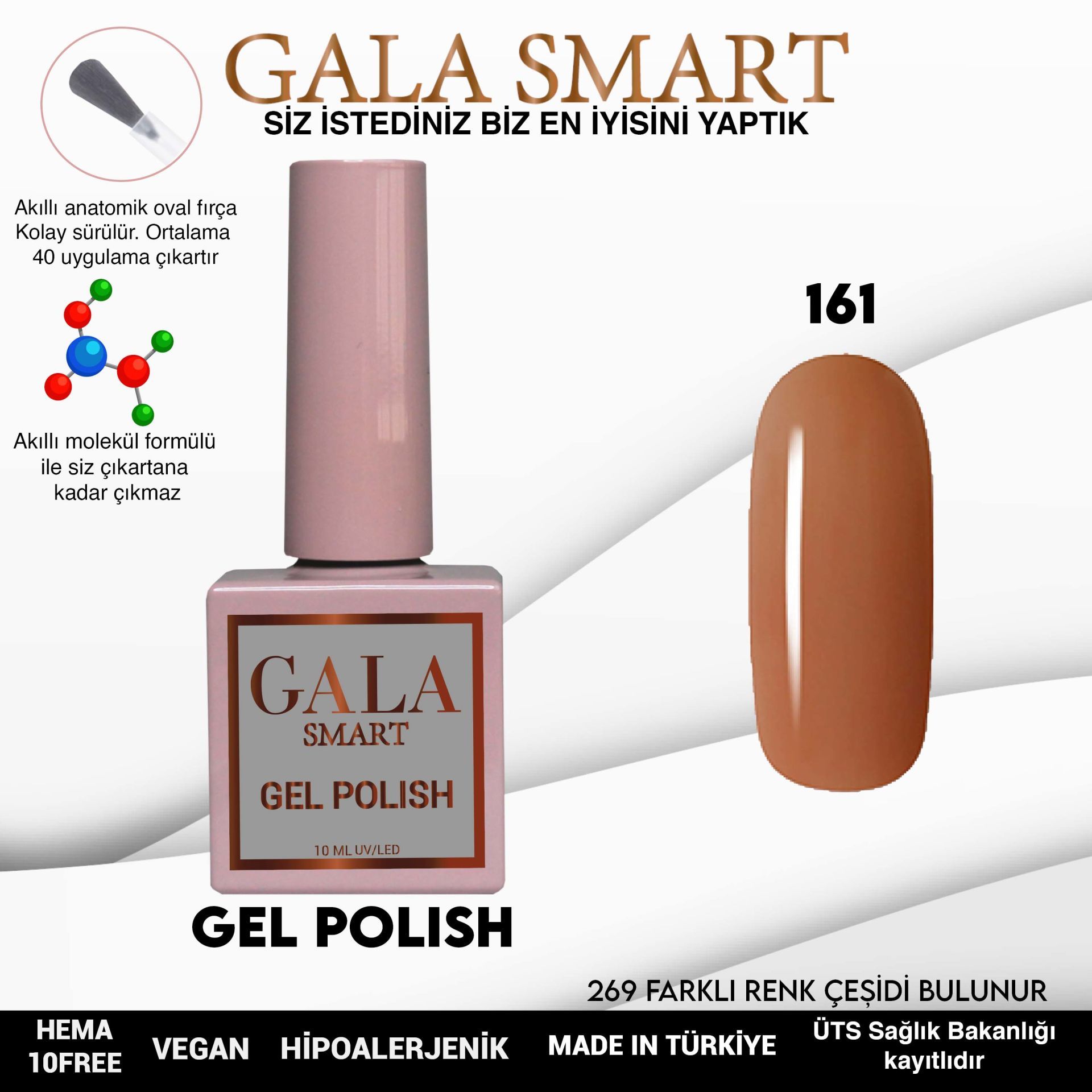 No: 161 Gala Smart Classic Seri Kalıcı Oje 10 ml