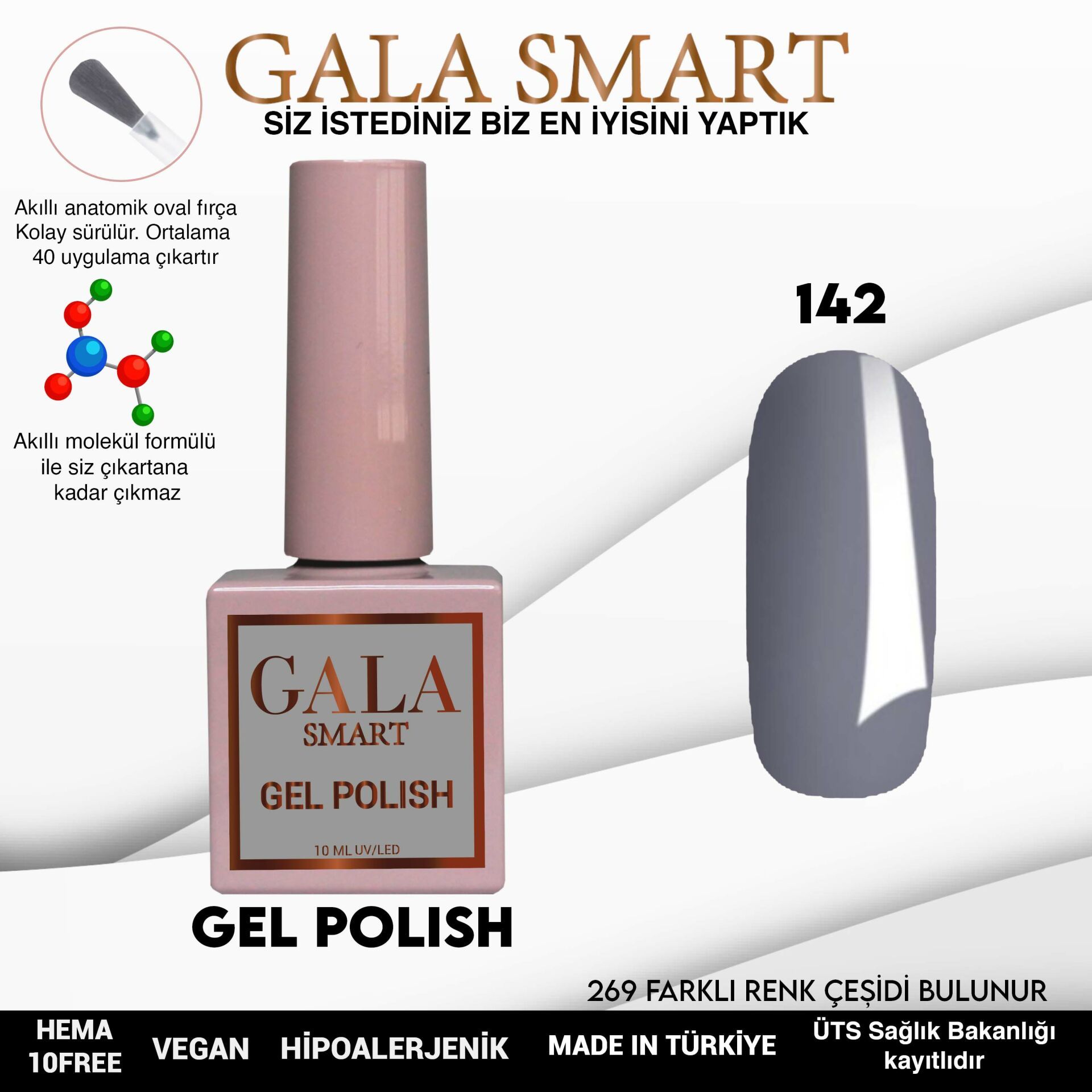 No: 142 Gala Smart Classic Seri Kalıcı Oje 10 ml