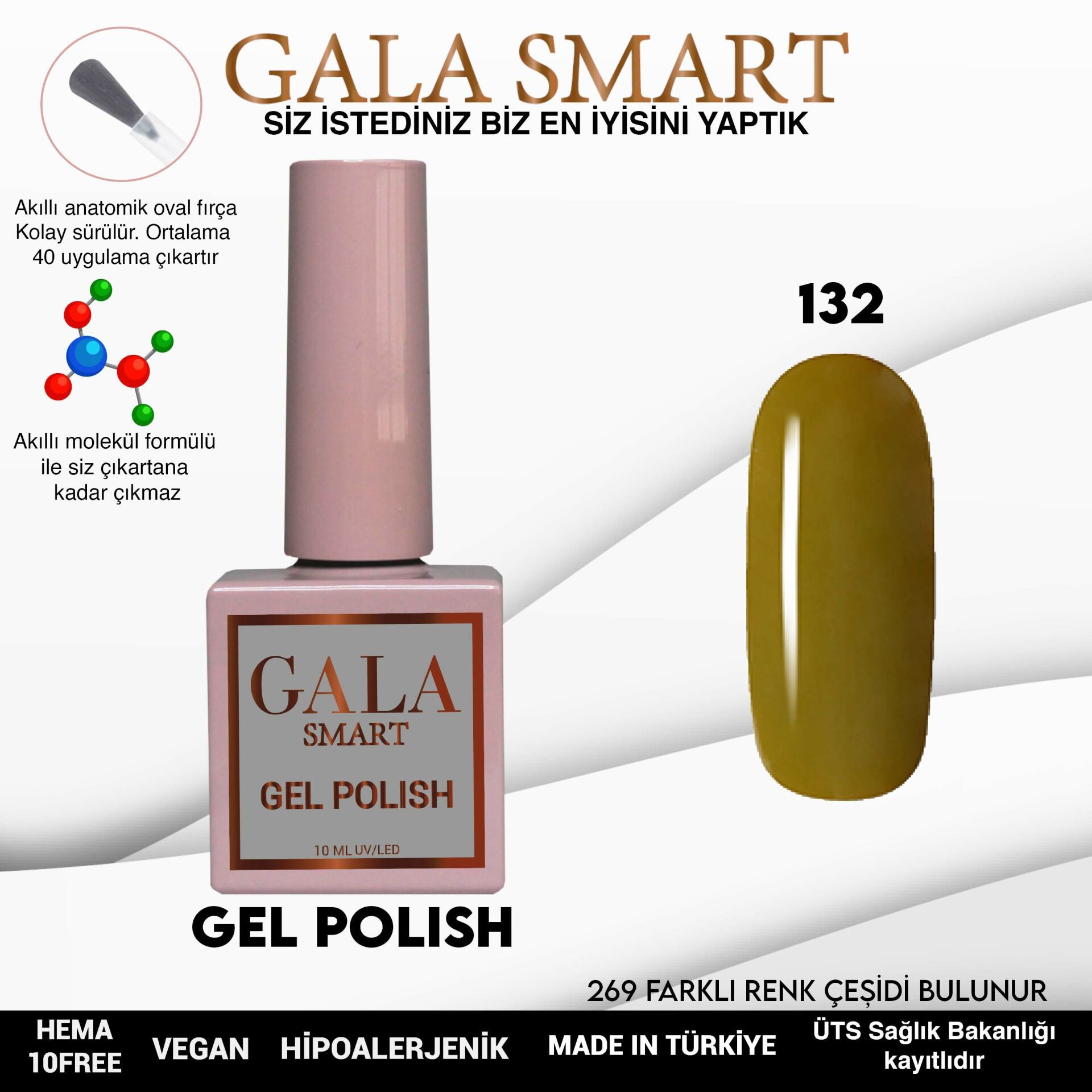 No: 132 Gala Smart Classic Seri Kalıcı Oje 10 ml