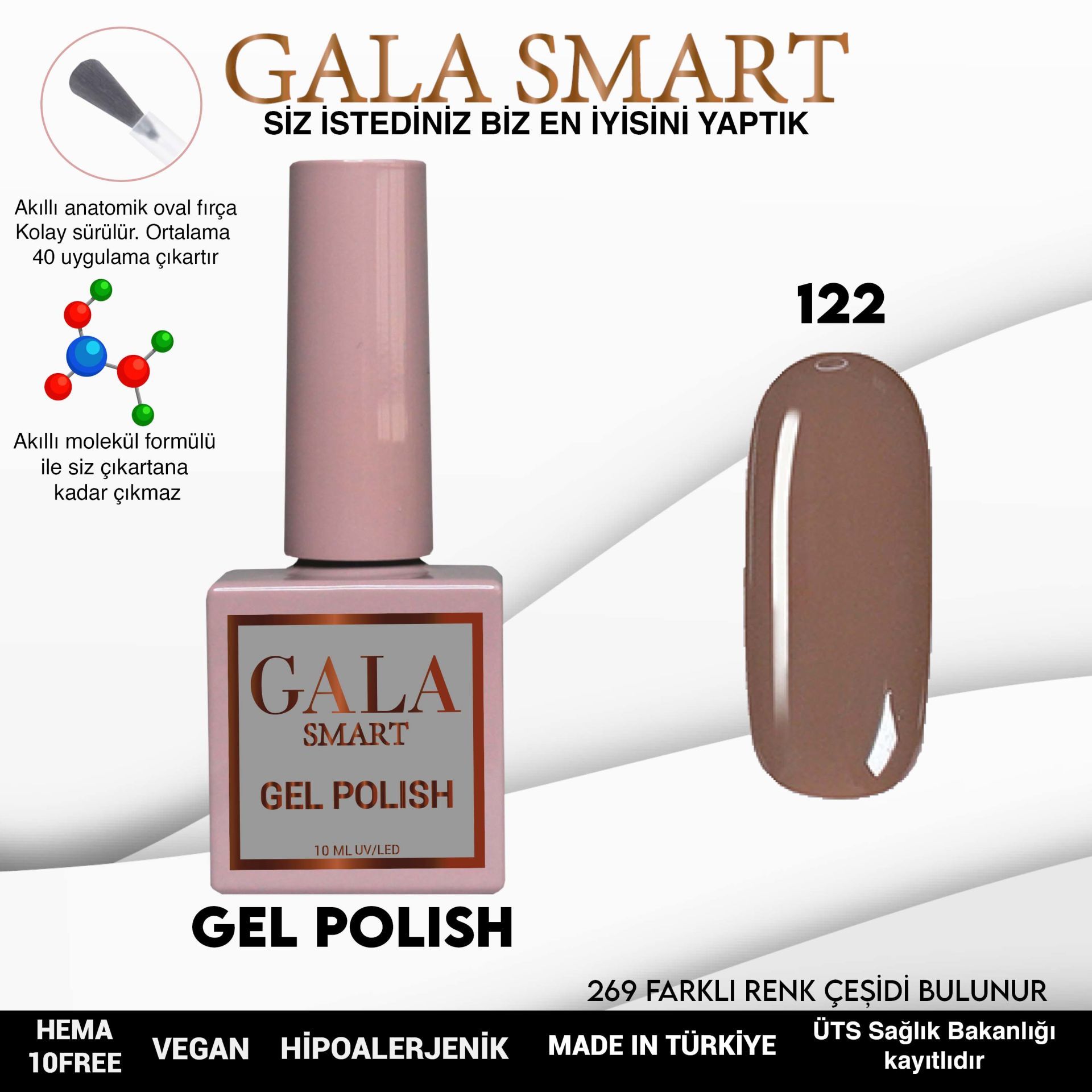 No: 122 Gala Smart Classic Seri Kalıcı Oje 10 ml