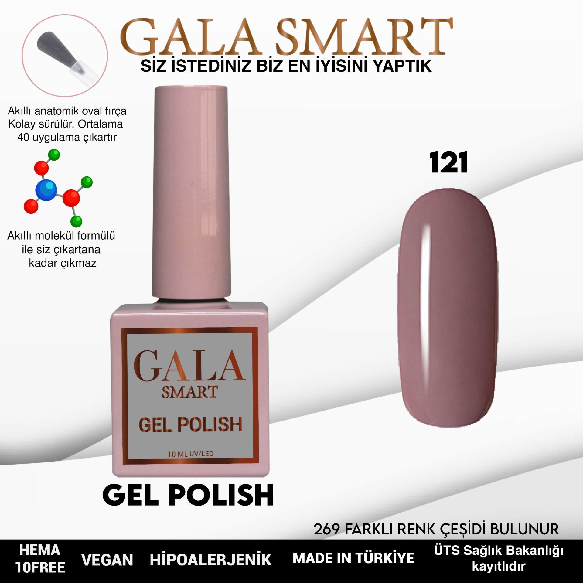 No: 121 Gala Smart Classic Seri Kalıcı Oje 10 ml