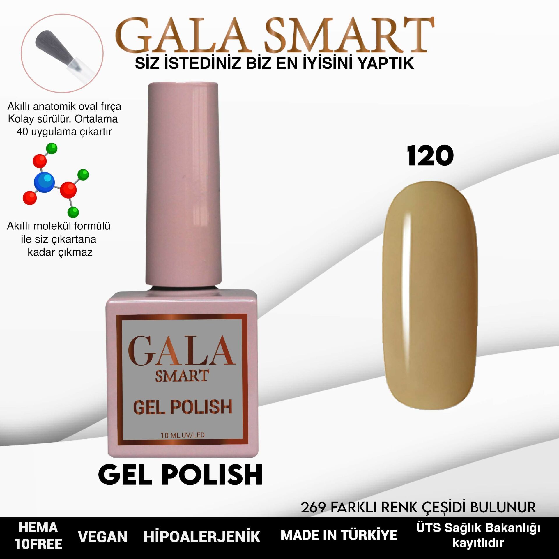 No: 120 Gala Smart Classic Seri Kalıcı Oje 10 ml